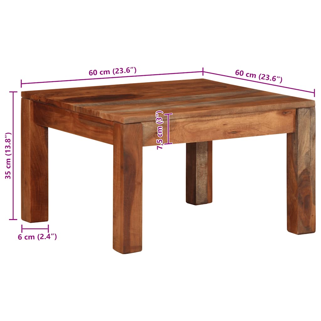 Konferenční Stolek 60X60X35 Cm Masivní Dřevo Akácie