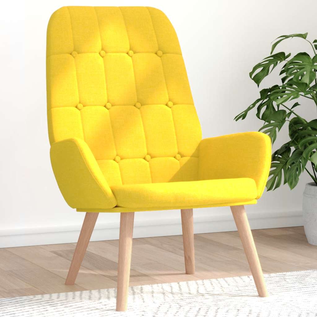 Relaxační Židle Světle Žlutá Textil