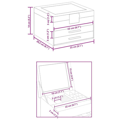 Šperkovnice Třívrstvá Bílá 23X20,5X14 Cm Růžová