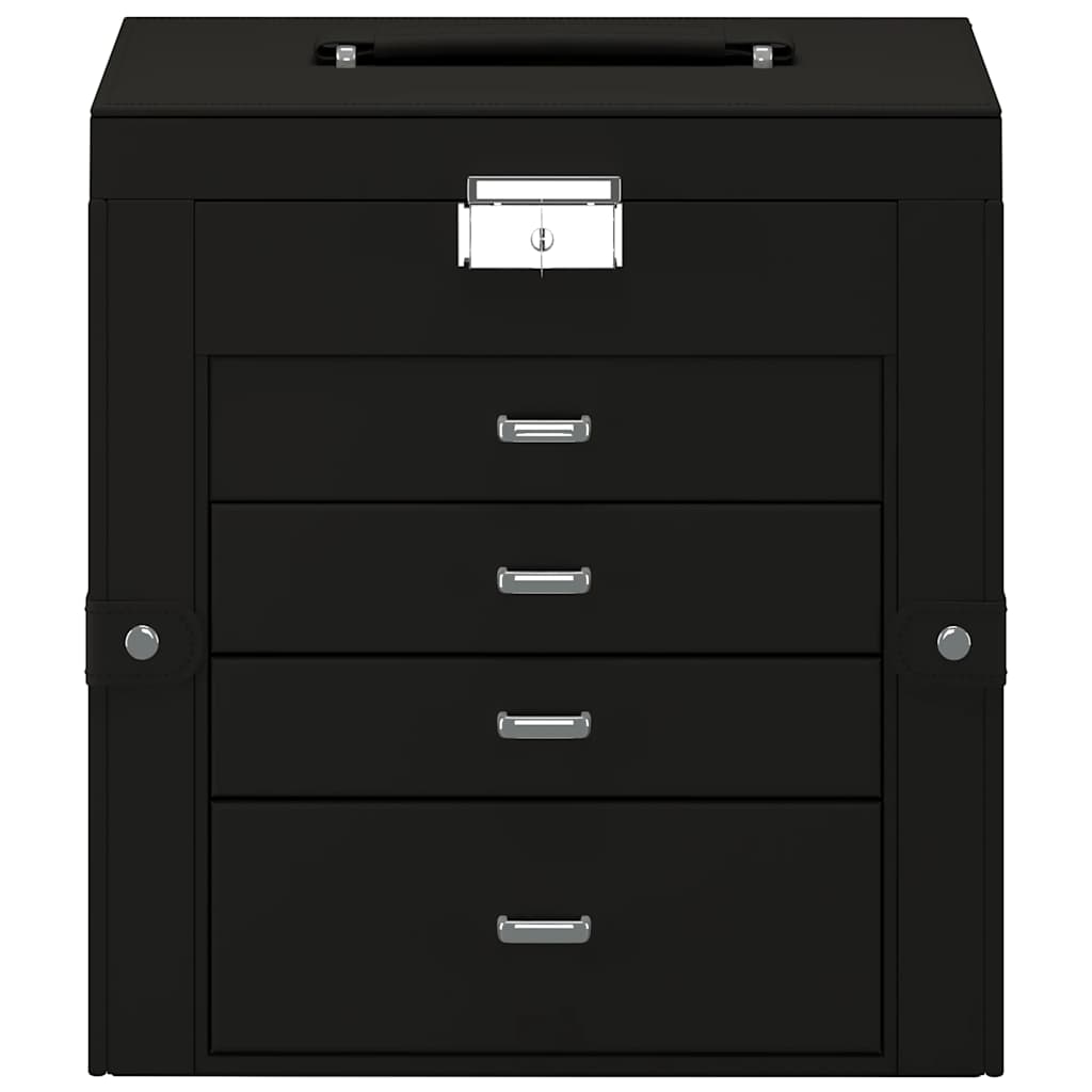 Šperkovnice 5-Vrstvá Se Zrcadlem Uzamykatelná Černá