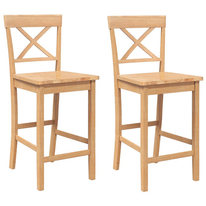 Barové Stoličky 2 Ks Z Přírodního Masivního Dřeva A Gumy