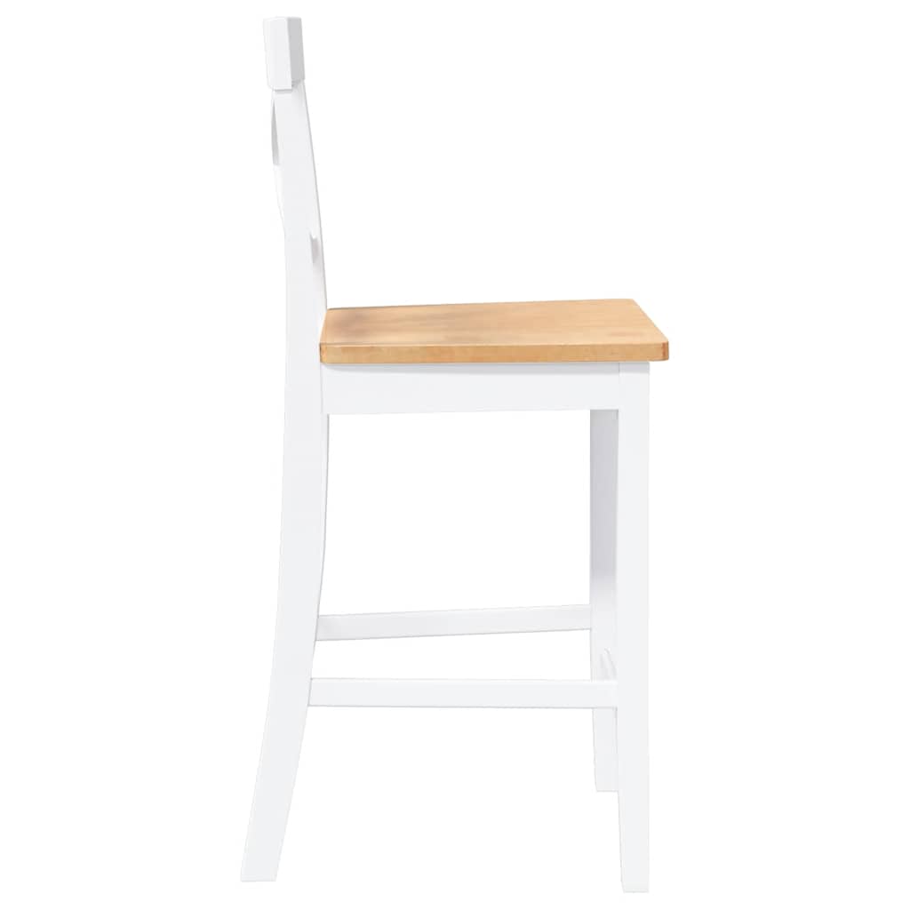 Barové Stoličky 2 Ks Bílé Masivní Dřevo Gumové