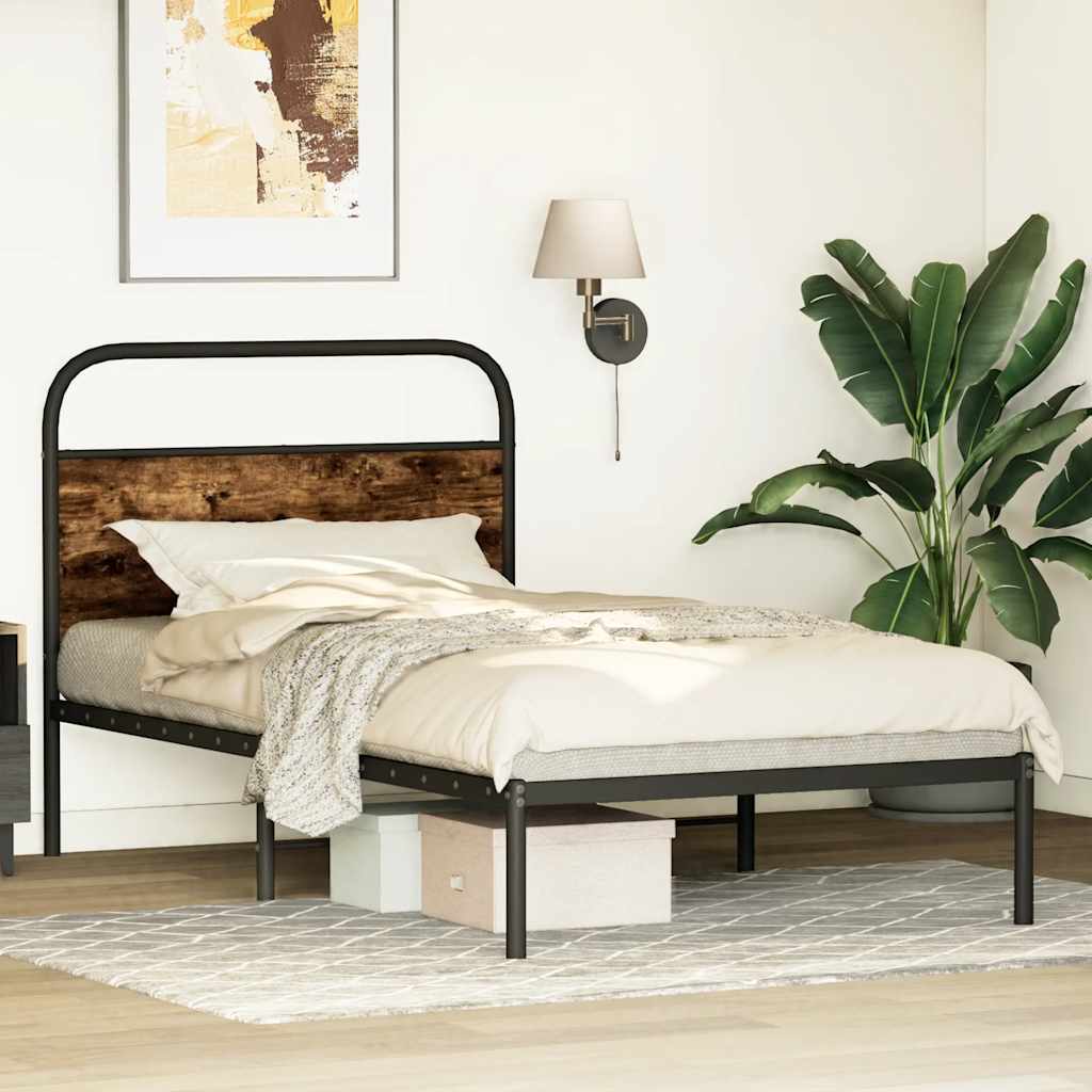 Rám Postele Bez Matrace 100X190 Cm Kouřový Dub Kompozitní Dřevo