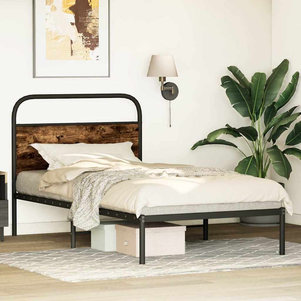 Rám Postele Bez Matrace 107X203 Cm Kouřový Dub Kompozitní Dřevo