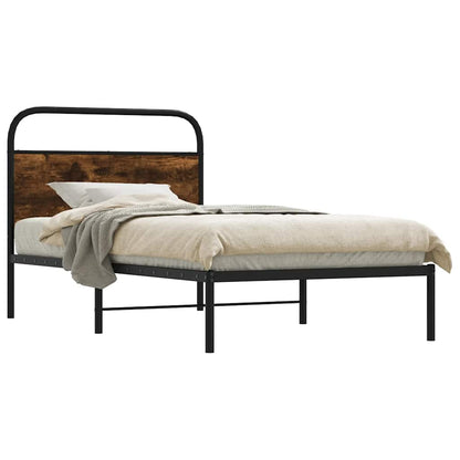 Rám Postele Bez Matrace 107X203 Cm Kouřový Dub Kompozitní Dřevo