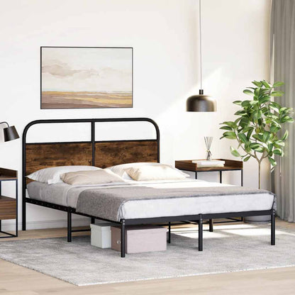 Rám Postele Bez Matrace 135X190 Cm Kouřový Dub Kompozitní Dřevo