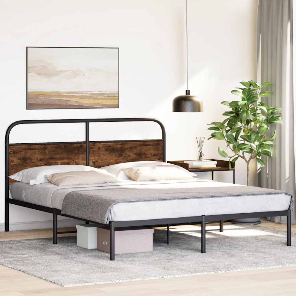Rám Postele Bez Matrace 150X200 Cm Kouřový Dub Kompozitní Dřevo
