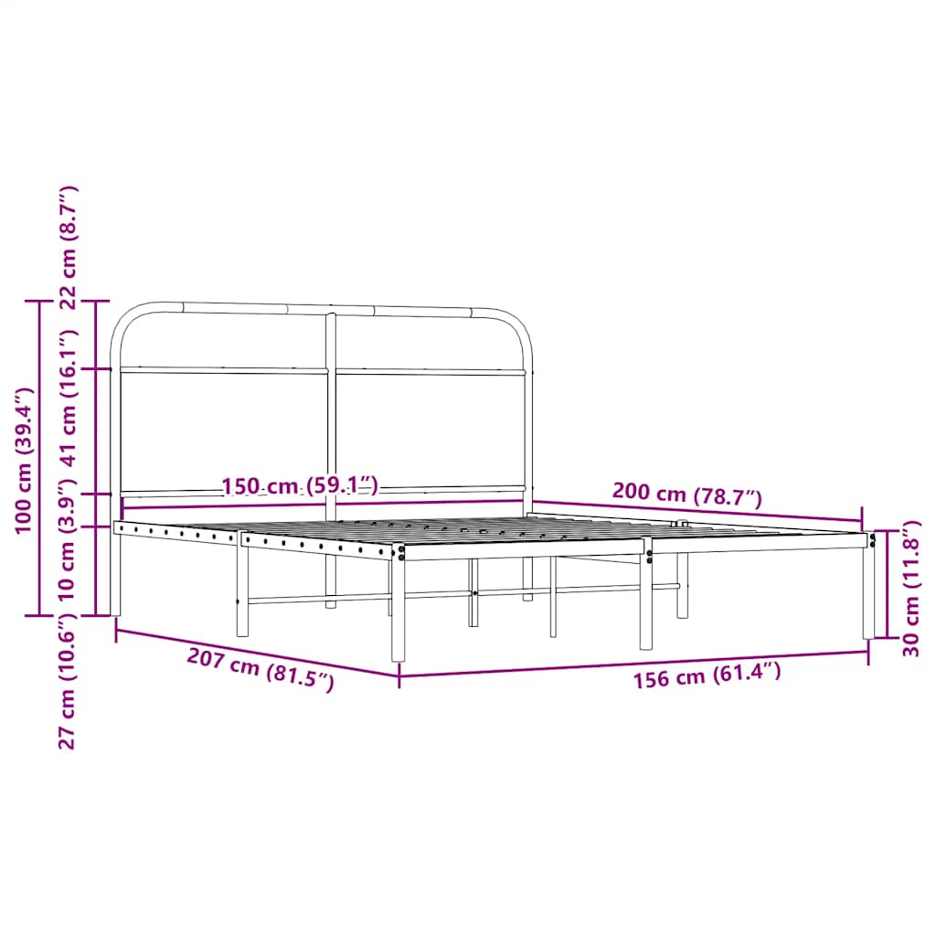 Rám Postele Bez Matrace 150X200 Cm Kouřový Dub Kompozitní Dřevo