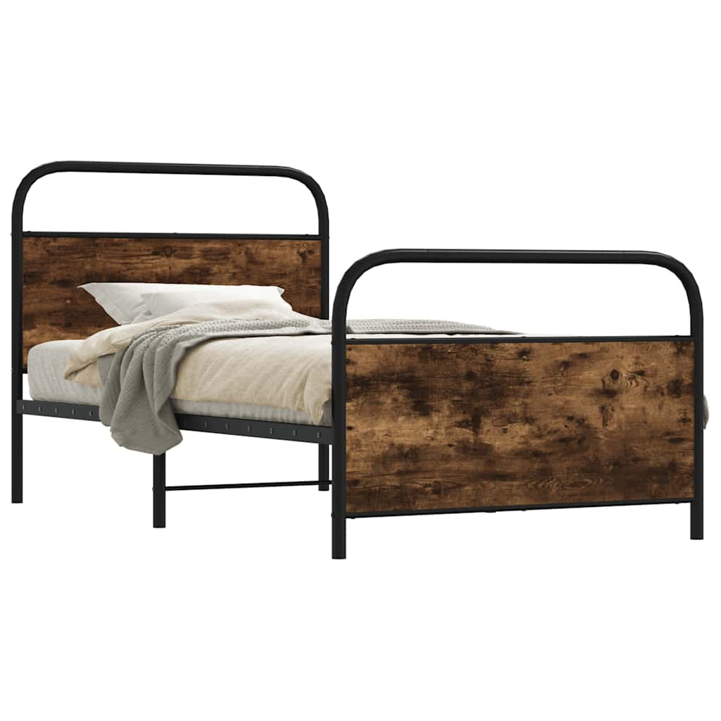 Rám Postele Bez Matrace 90X200 Cm Kouřový Dub Kompozitní Dřevo