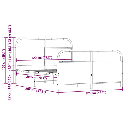 Rám Postele Bez Matrace 120X200 Cm Kouřový Dub Kompozitní Dřevo