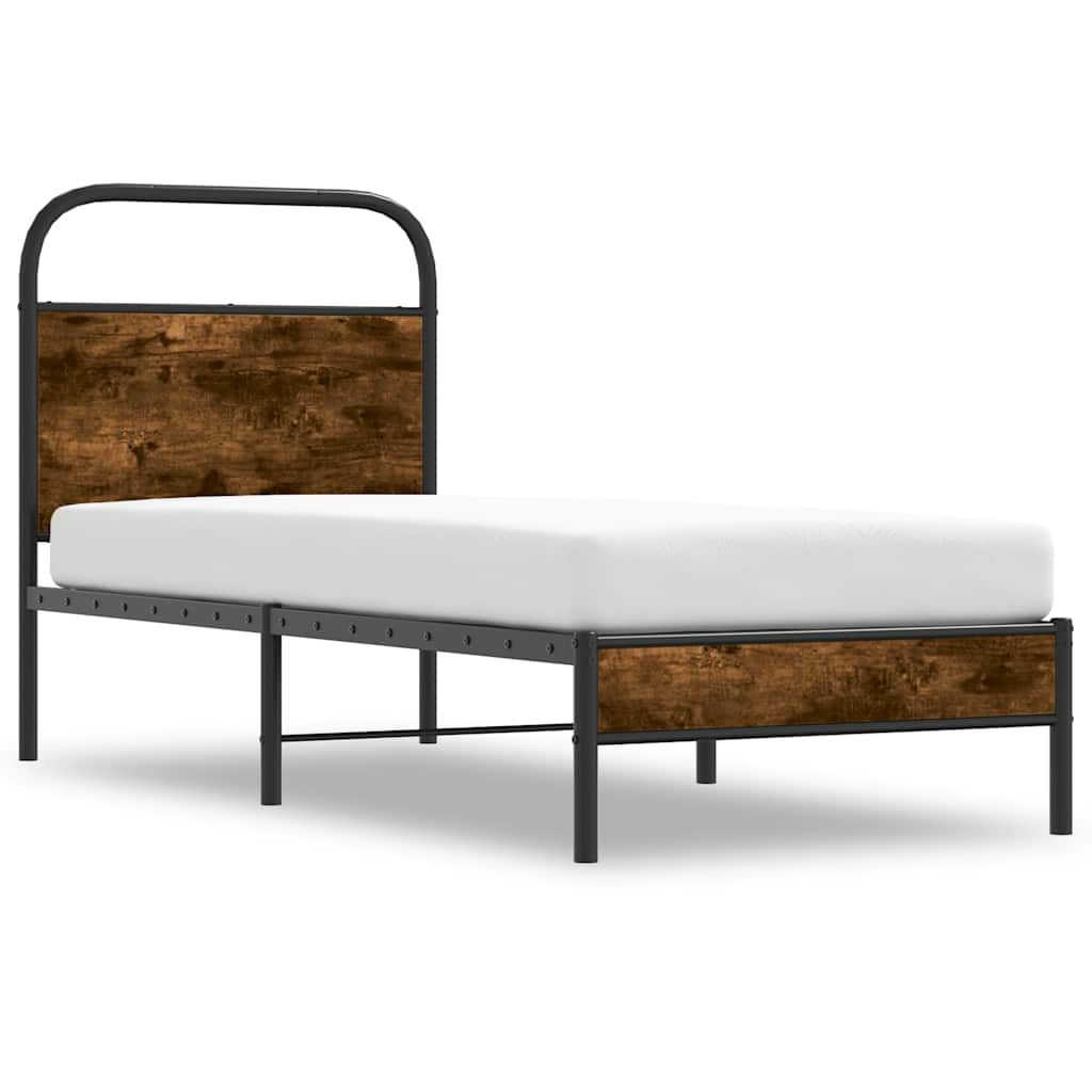 Rám Postele Bez Matrace 75X190 Cm Kouřový Dub Kompozitní Dřevo