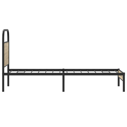 Rám Postele Bez Matrace 75X190 Cm Kouřový Dub Kompozitní Dřevo