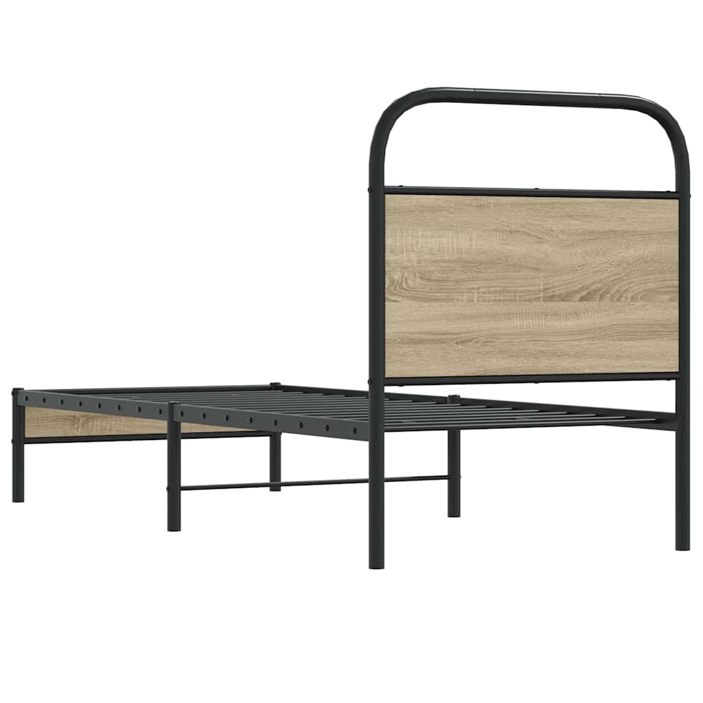 Rám Postele Bez Matrace 75X190 Cm Kouřový Dub Kompozitní Dřevo