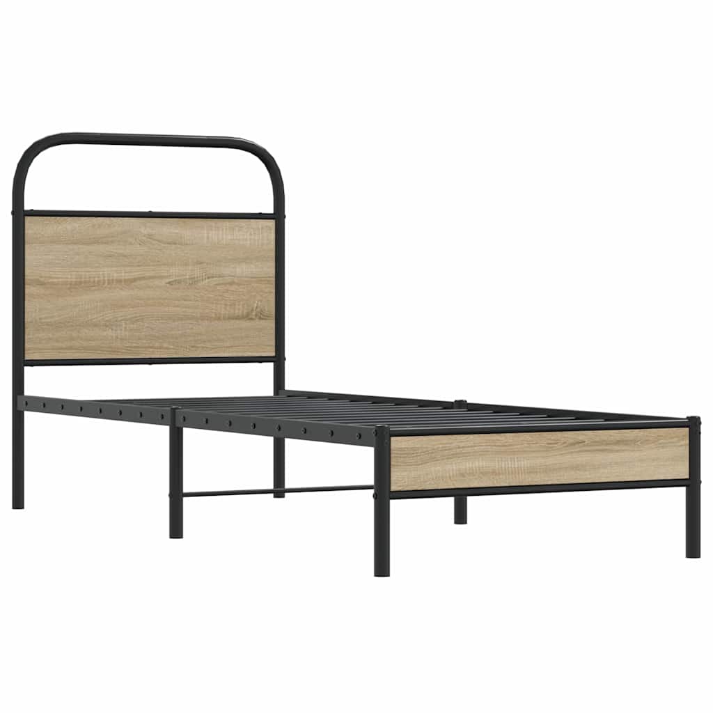 Rám Postele Bez Matrace 80X200 Cm Kouřový Dub Kompozitní Dřevo