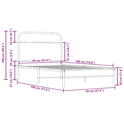 Rám Postele Bez Matrace 90X190 Cm Kouřový Dub Kompozitní Dřevo
