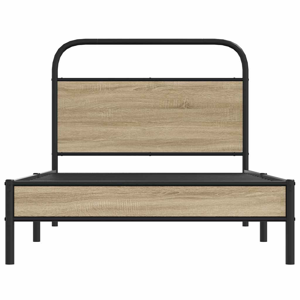 Rám Postele Bez Matrace 90X200 Cm Kouřový Dub Kompozitní Dřevo