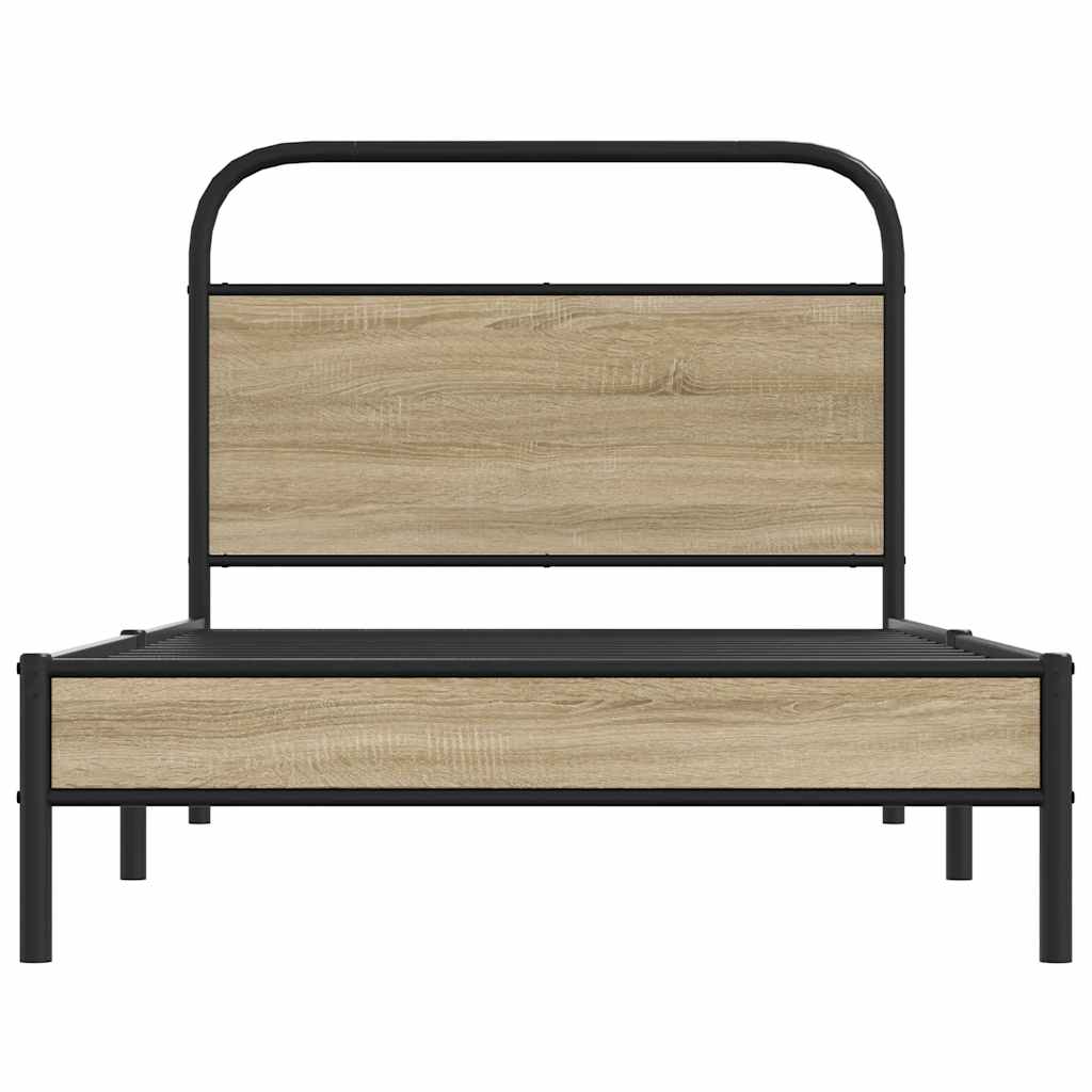 Rám Postele Bez Matrace 100X190 Cm Kouřový Dub Kompozitní Dřevo