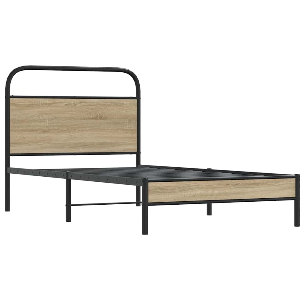 Rám Postele Bez Matrace 100X200 Cm Kouřový Dub Kompozitní Dřevo