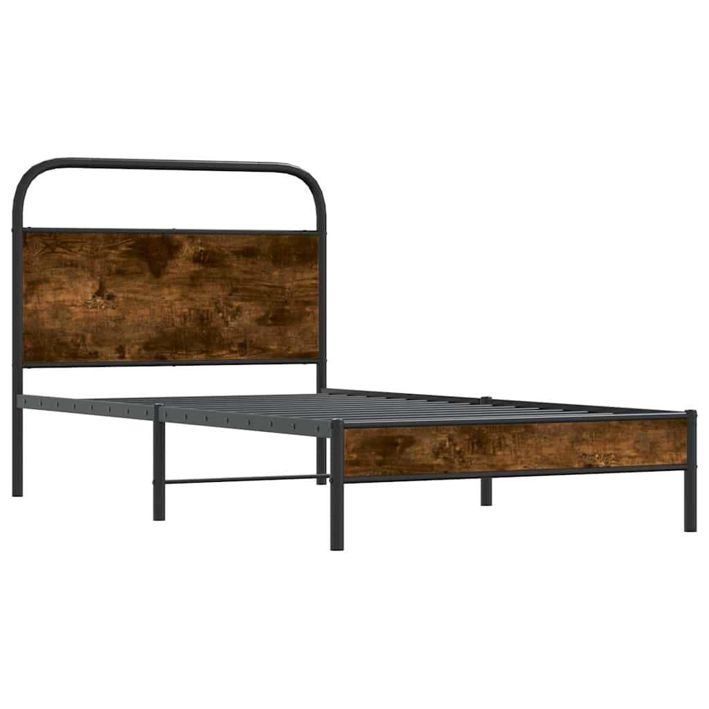 Rám Postele Bez Matrace 100X200 Cm Kouřový Dub Kompozitní Dřevo