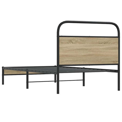 Rám Postele Bez Matrace 100X200 Cm Kouřový Dub Kompozitní Dřevo