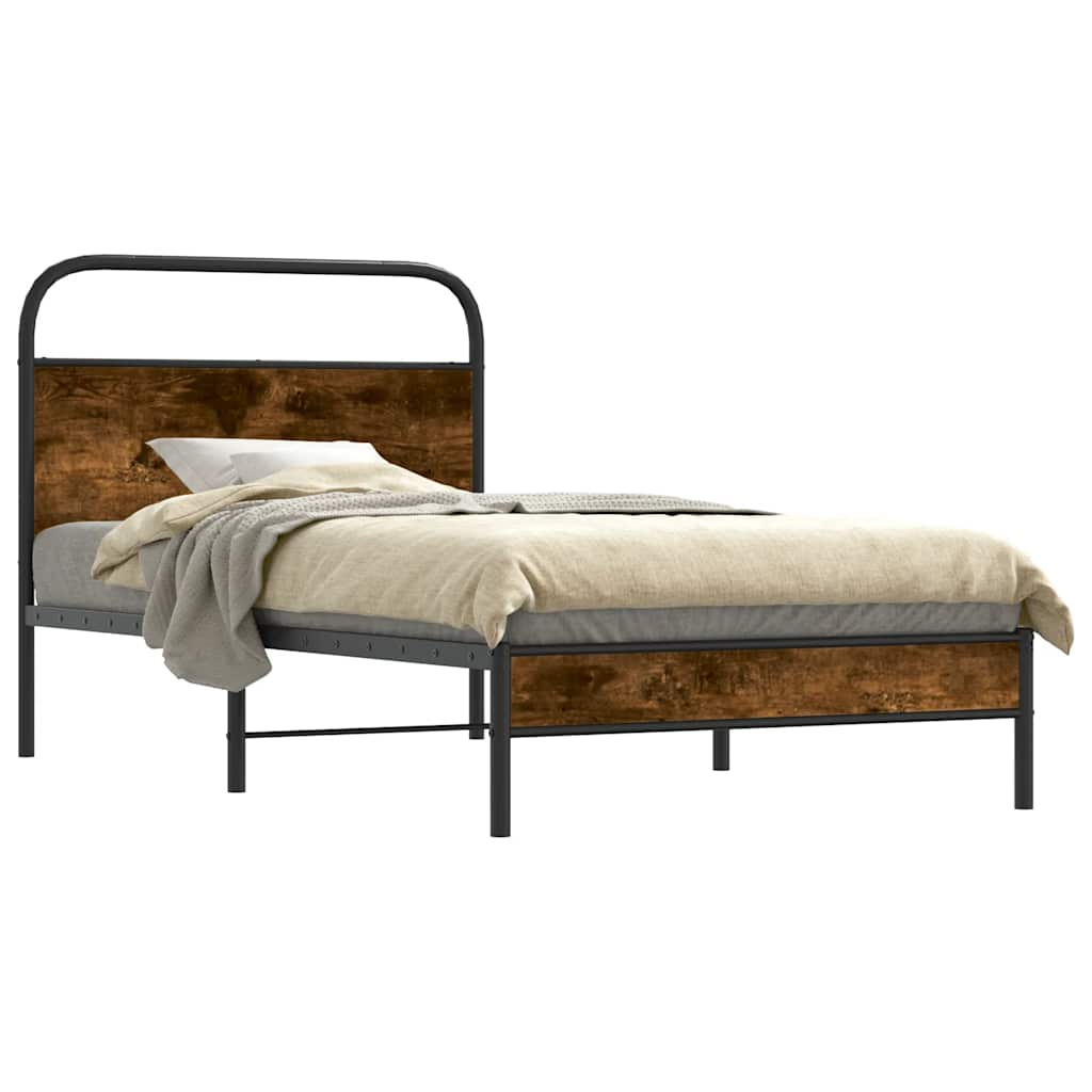 Rám Postele Bez Matrace 107X203 Cm Kouřový Dub Kompozitní Dřevo