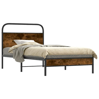Rám Postele Bez Matrace 107X203 Cm Kouřový Dub Kompozitní Dřevo