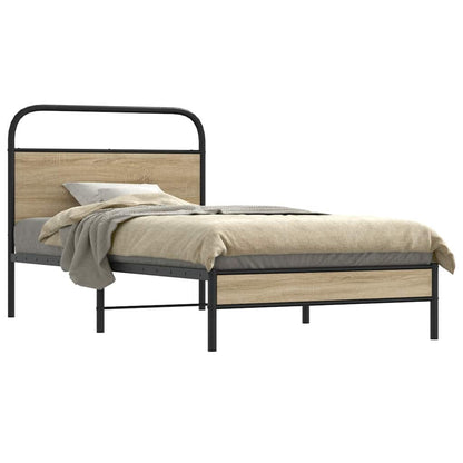 Rám Postele Bez Matrace 107X203 Cm Kouřový Dub Kompozitní Dřevo