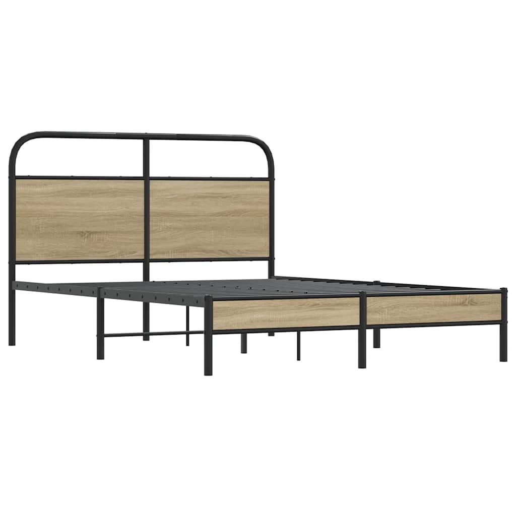 Rám Postele Bez Matrace 135X190 Cm Kouřový Dub Kompozitní Dřevo