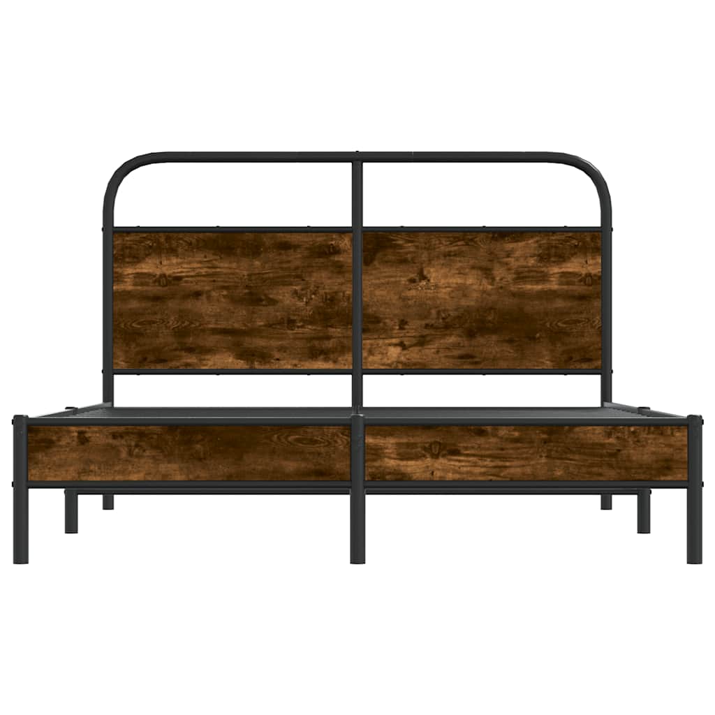 Rám Postele Bez Matrace 135X190 Cm Kouřový Dub Kompozitní Dřevo