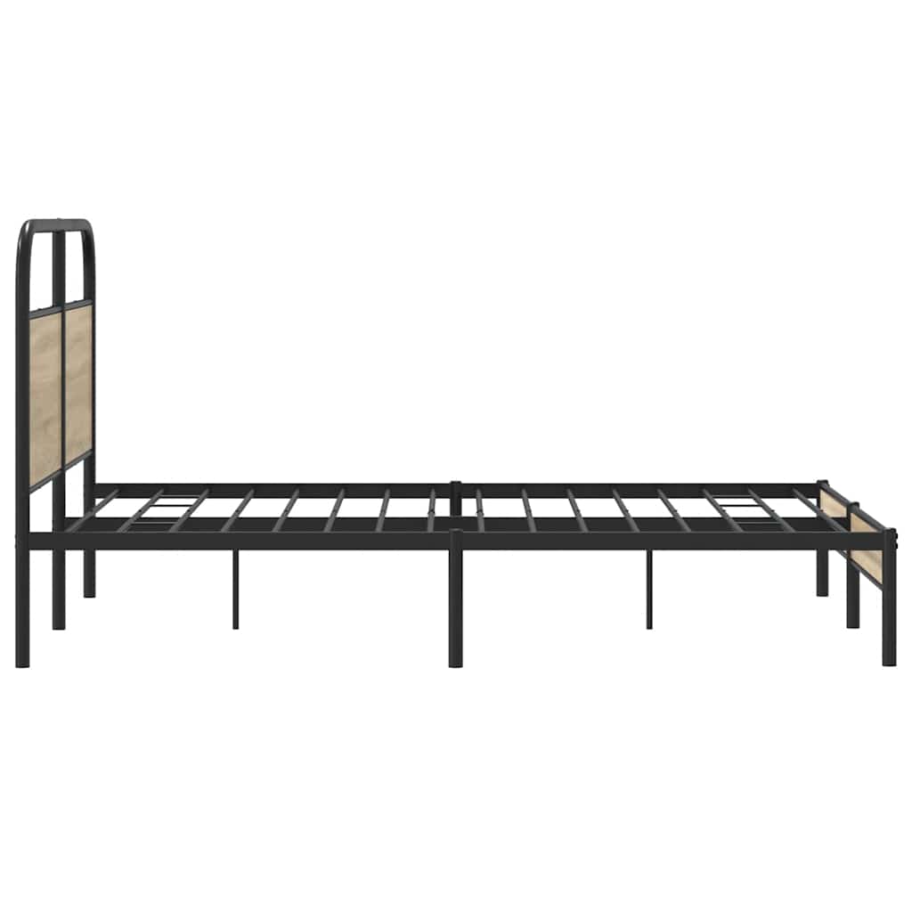 Rám Postele Bez Matrace 135X190 Cm Kouřový Dub Kompozitní Dřevo