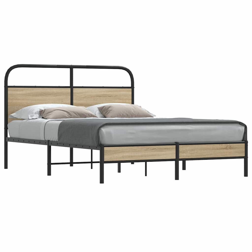 Rám Postele Bez Matrace 140X190 Cm Kouřový Dub Kompozitní Dřevo