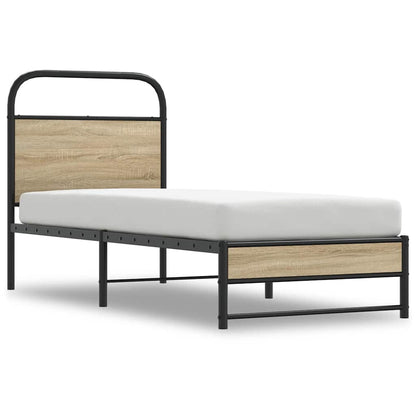 Rám Postele Bez Matrace 75X190 Cm Kouřový Dub Kompozitní Dřevo