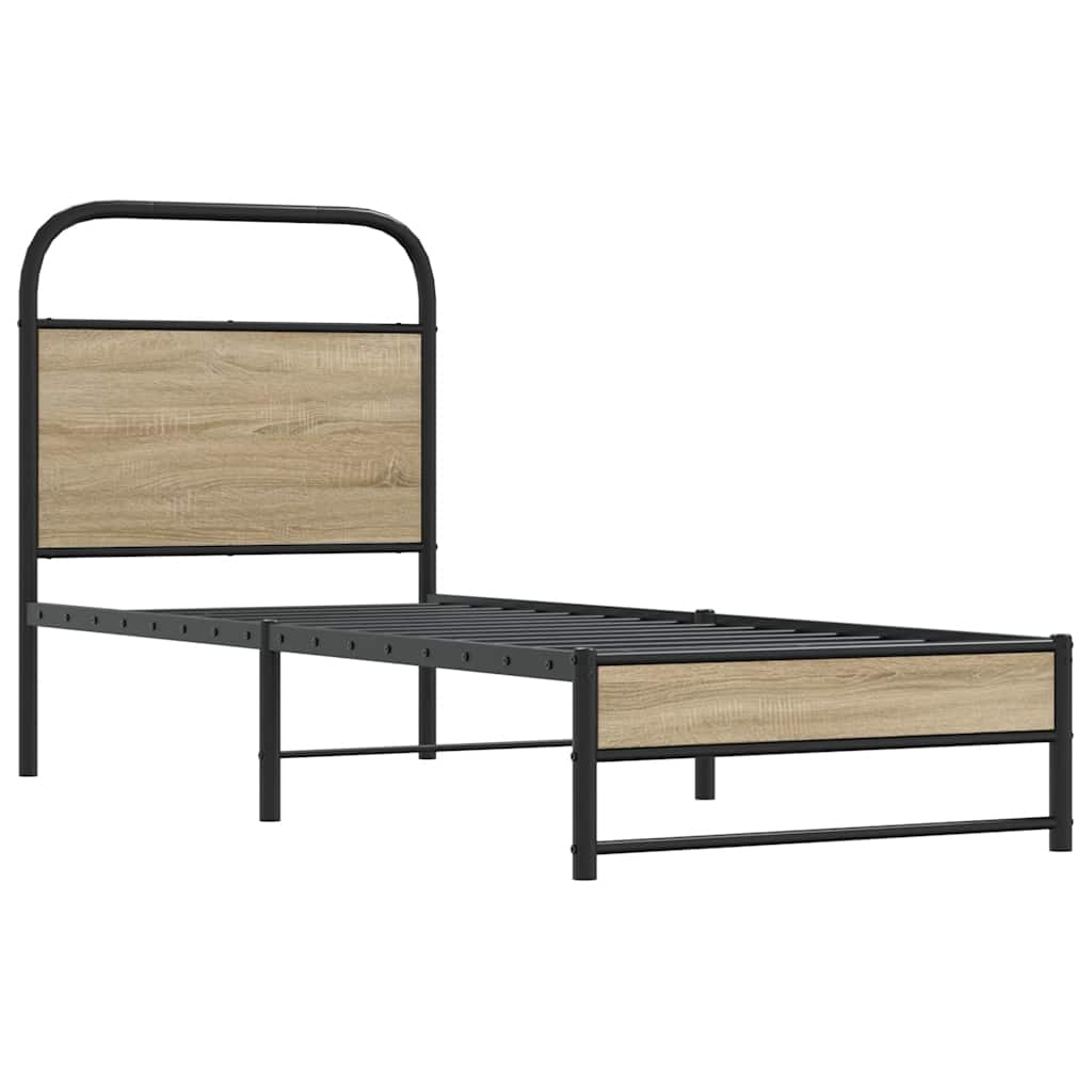 Rám Postele Bez Matrace 75X190 Cm Kouřový Dub Kompozitní Dřevo