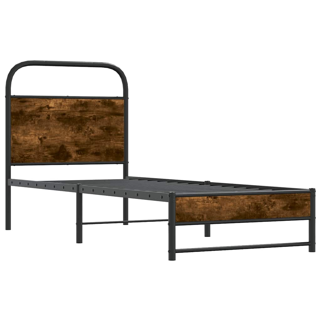 Rám Postele Bez Matrace 75X190 Cm Kouřový Dub Kompozitní Dřevo
