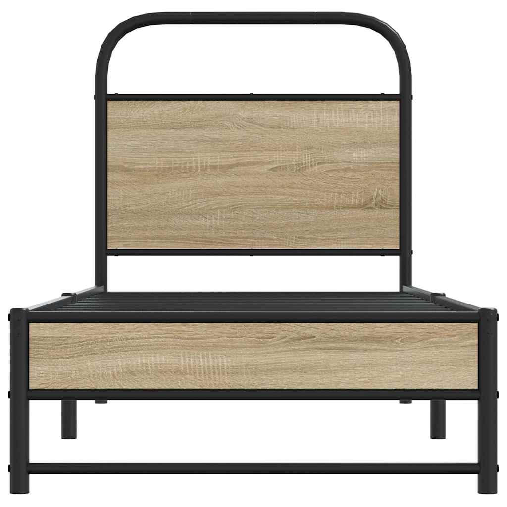 Rám Postele Bez Matrace 75X190 Cm Kouřový Dub Kompozitní Dřevo