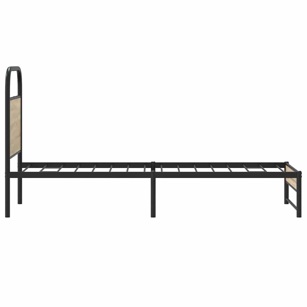 Rám Postele Bez Matrace 75X190 Cm Kouřový Dub Kompozitní Dřevo