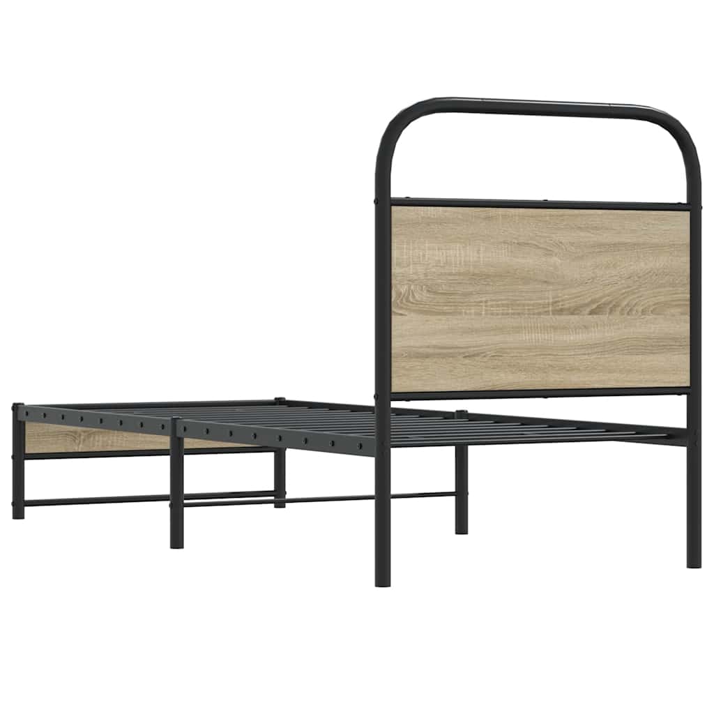 Rám Postele Bez Matrace 80X200 Cm Kouřový Dub Kompozitní Dřevo