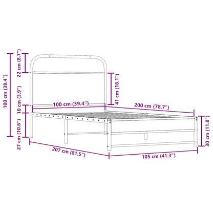 Rám Postele Bez Matrace 100X200 Cm Kouřový Dub Kompozitní Dřevo