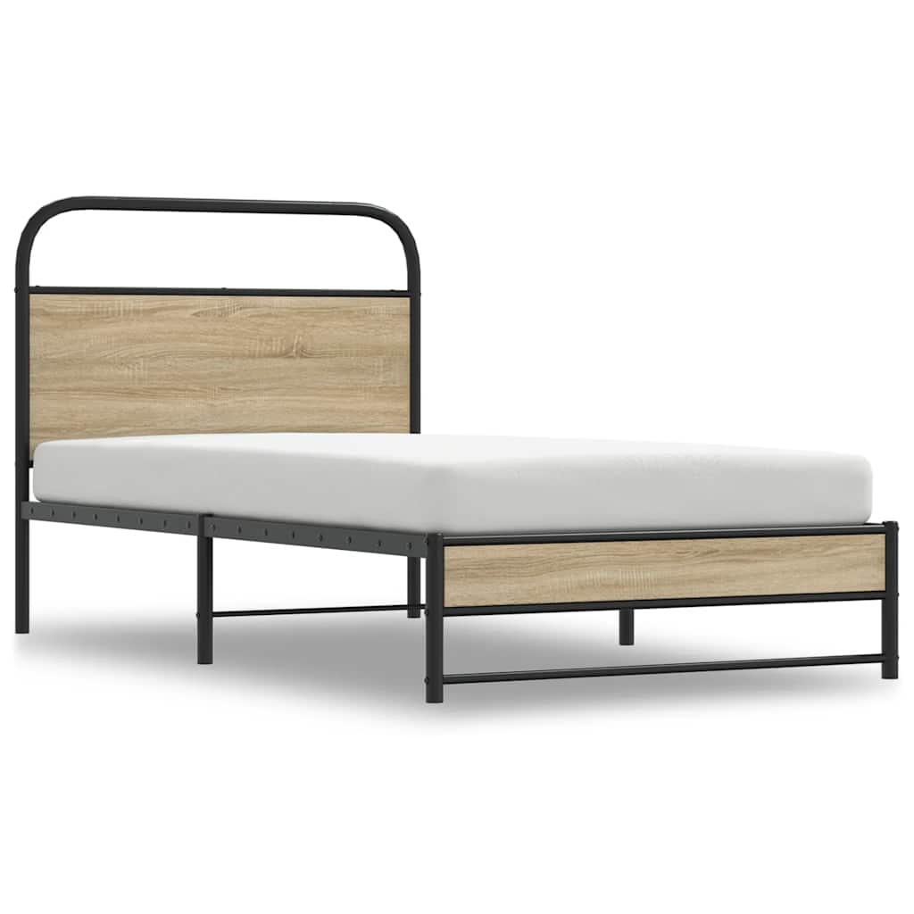 Rám Postele Bez Matrace 107X203 Cm Kouřový Dub Kompozitní Dřevo