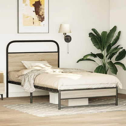 Rám Postele Bez Matrace 107X203 Cm Kouřový Dub Kompozitní Dřevo