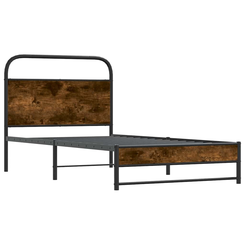 Rám Postele Bez Matrace 107X203 Cm Kouřový Dub Kompozitní Dřevo