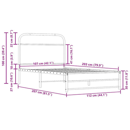Rám Postele Bez Matrace 107X203 Cm Kouřový Dub Kompozitní Dřevo
