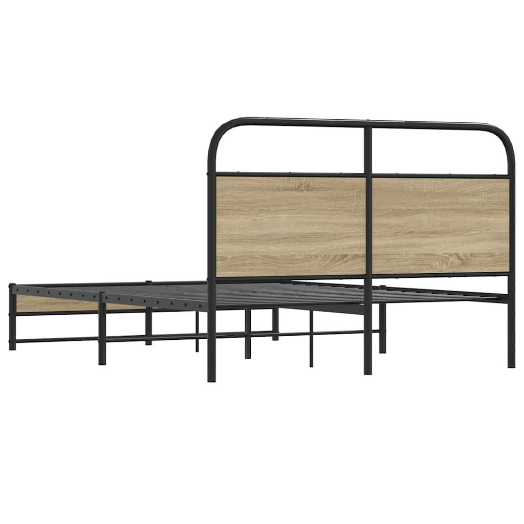 Rám Postele Bez Matrace 120X200 Cm Kouřový Dub Kompozitní Dřevo