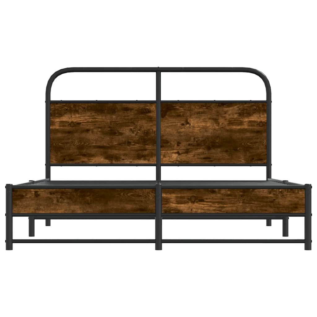Rám Postele Bez Matrace 135X190 Cm Kouřový Dub Kompozitní Dřevo