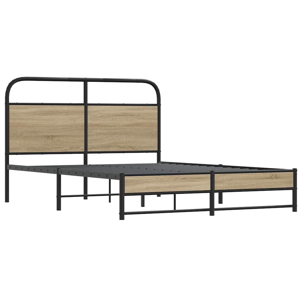 Rám Postele Bez Matrace 140X190 Cm Kouřový Dub Kompozitní Dřevo