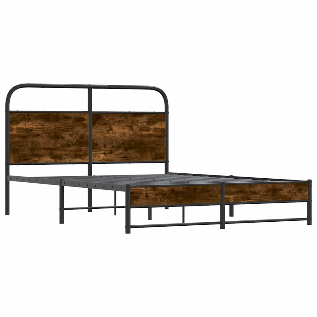 Rám Postele Bez Matrace 140X190 Cm Kouřový Dub Kompozitní Dřevo
