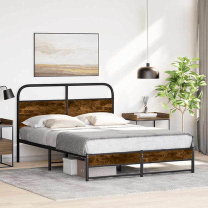 Rám Postele Bez Matrace 140X190 Cm Kouřový Dub Kompozitní Dřevo
