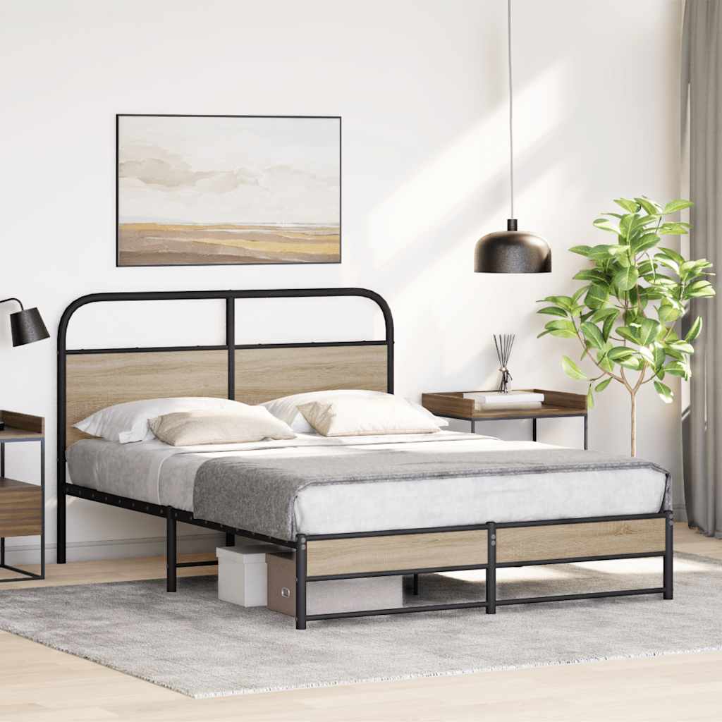 Rám Postele Bez Matrace 150X200 Cm Kouřový Dub Kompozitní Dřevo