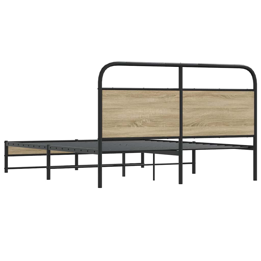 Rám Postele Bez Matrace 150X200 Cm Kouřový Dub Kompozitní Dřevo