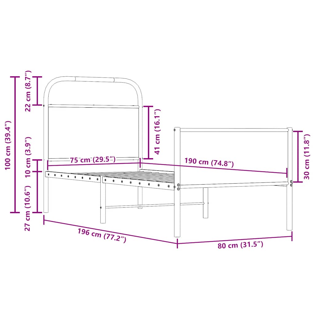 Rám Postele Bez Matrace 75X190 Cm Dub Sonoma Kompozitní Dřevo